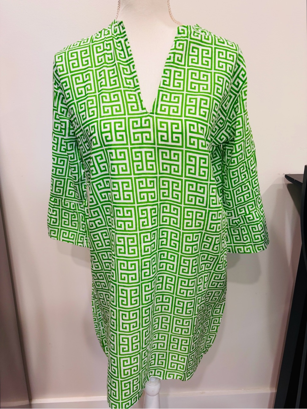 Bright Green Geometric Swim Coverup Tunic
